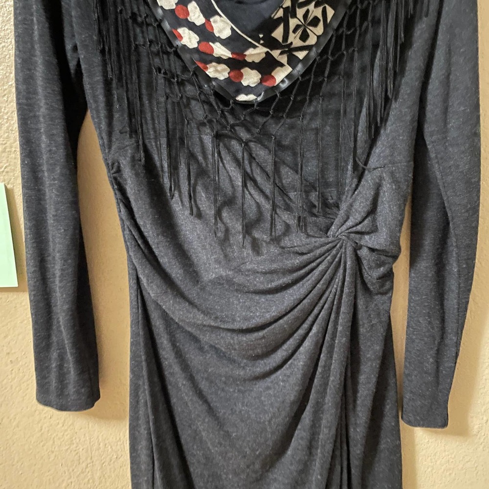Desigual Black Midi Dress with Patterned Cowl Neck - Picture 9 of 11